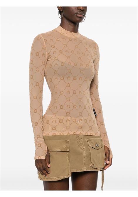 mesh moongram highneck top woman beig MARINE SERRE | WTO388A CJER0005BG60